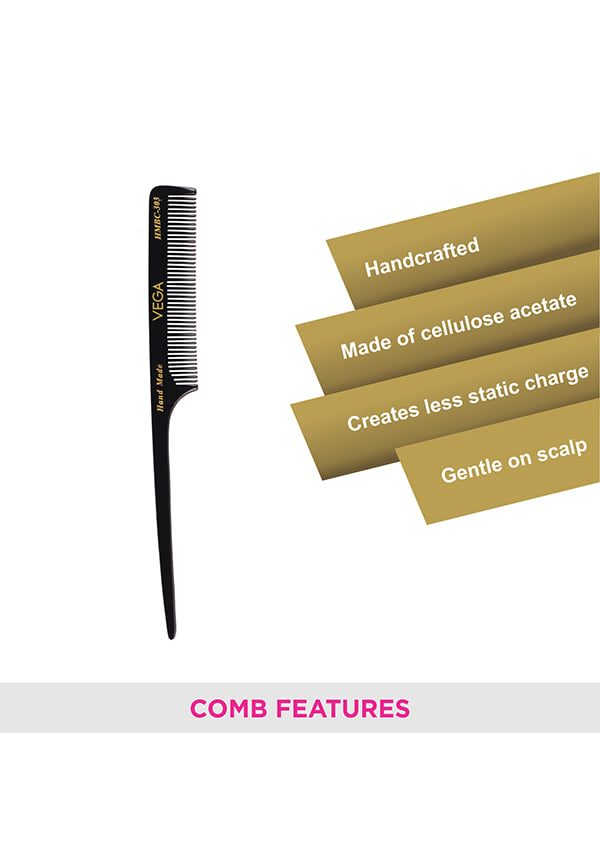 Tail Hair Comb,Handmade for Women,Black, (HMBC-303) – thumbnail 3
