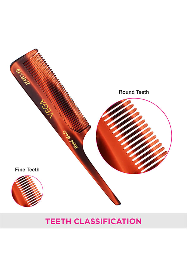 Vega Handcrafted Tail Hair Comb made with Cellulose Acetate (HMC-10) – thumbnail 4