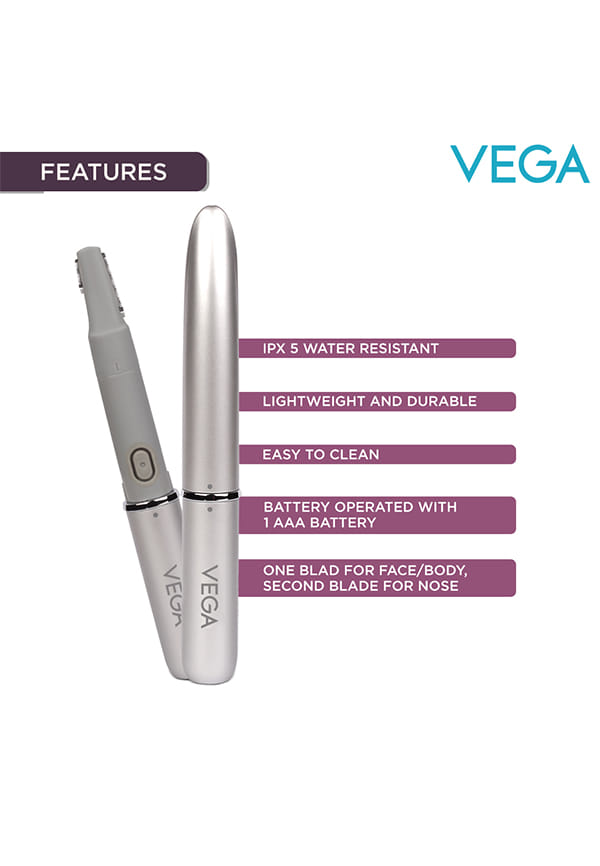 EZY 2-In-1 Unisex Face/Body & Nose Trimmer, IPX 5 Water Resistant, (VHBT-02) – thumbnail 4