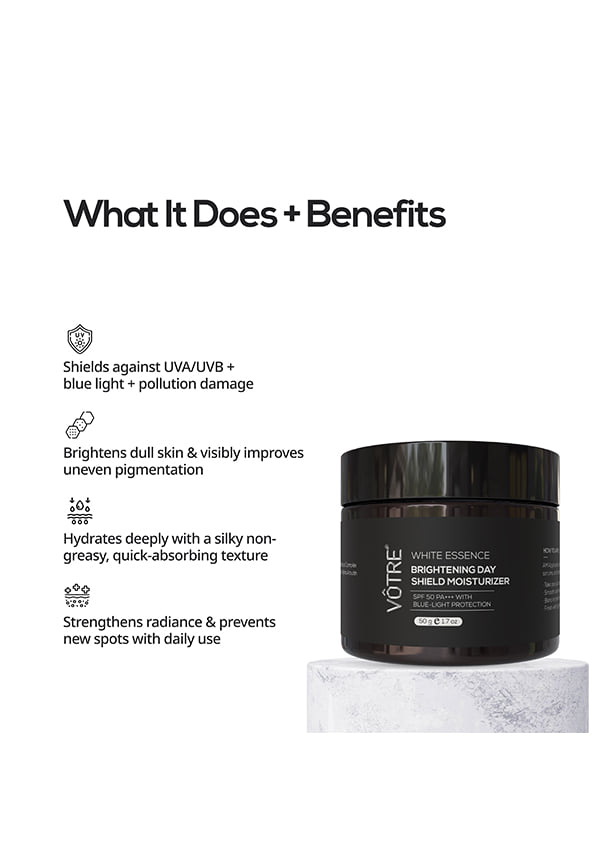 White Essence Brightening Day Moisturiser SPF 50 PA+++ | Nonapeptide-1, Kakadu Plum & Alpha Arbutin | For UV Protection, Radiance Enhancement & Daily Hydration | For Men & Women | 50g – thumbnail 2