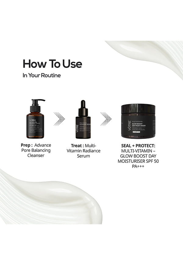 Multi Vitamin Glow Boost Day Moisturiser SPF 50 PA+++ | Multi Vitamin Complex, Niacinamide & Vitamin B9 | For Daily Vitality, Skin Renewal & Early Age Defence | For Men & Women | 50g – thumbnail 3