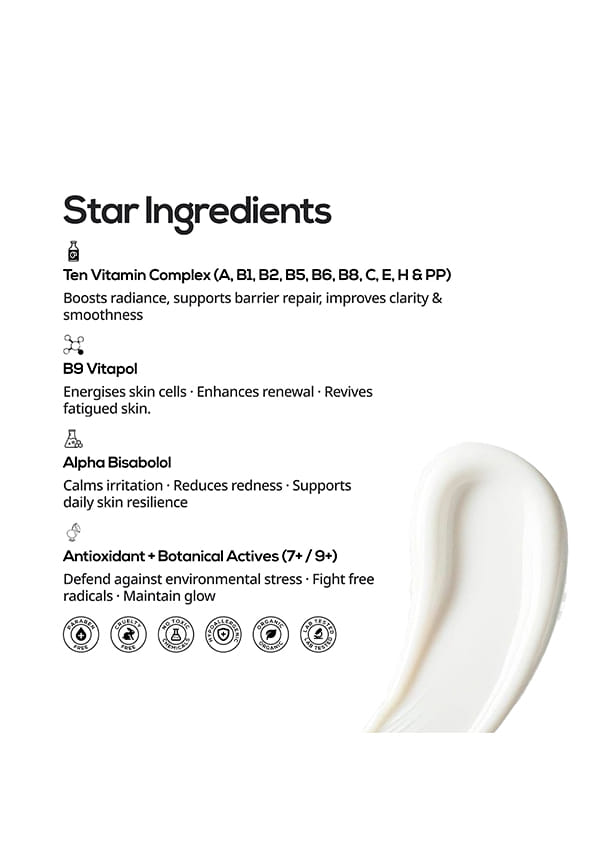 Multi Vitamin Glow Boost Day Moisturiser SPF 50 PA+++ | Multi Vitamin Complex, Niacinamide & Vitamin B9 | For Daily Vitality, Skin Renewal & Early Age Defence | For Men & Women | 50g – thumbnail 4
