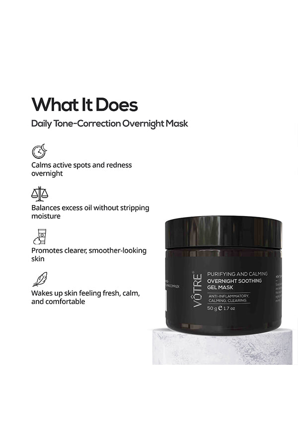 Purifying & Calming Overnight Gel Mask | Colloidal Oatmeal, Cica & Niacinamide | For Skin Soothing, Barrier Support & Overnight Recovery | For Men & Women | 50g – thumbnail 2
