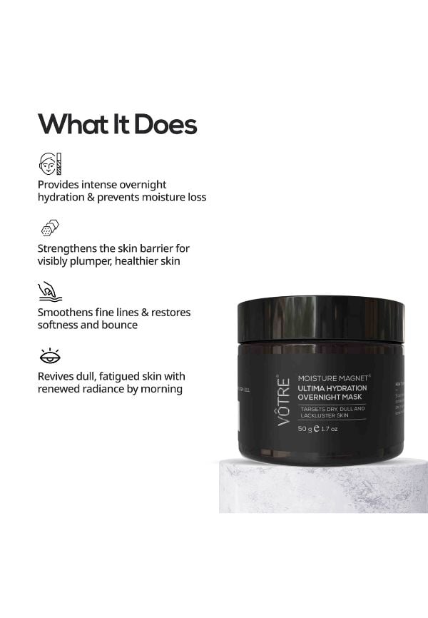 Moisture Magnet Ultima Hydrating Overnight Sleeping Mask | Hyaluronic Acid, Niacinamide & Plant Stem Cells | For Deep Hydration, Skin Recovery & Overnight Plumping | For Men & Women | 50g – thumbnail 4