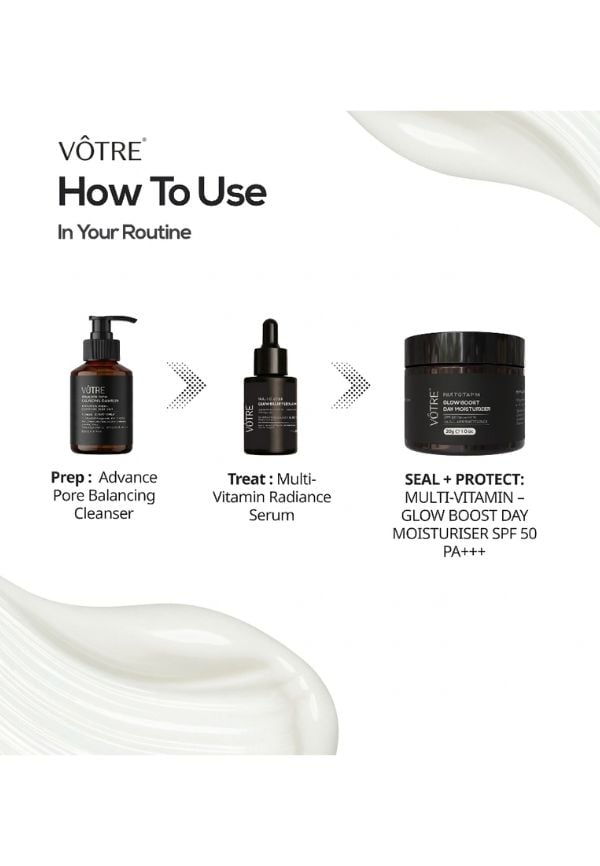 Multi Vitamin Glow Boost Day Moisturiser SPF 50 PA+++ | Multi Vitamin Complex, Niacinamide & Vitamin B9 | For Daily Vitality, Skin Renewal & Early Age Defence | For Men & Women | 30g – thumbnail 3