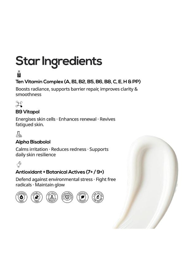 Multi Vitamin Glow Boost Day Moisturiser SPF 50 PA+++ | Multi Vitamin Complex, Niacinamide & Vitamin B9 | For Daily Vitality, Skin Renewal & Early Age Defence | For Men & Women | 30g – thumbnail 4