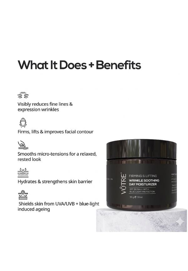 Firming & Lifting Wrinkle Soothing Day Moisturiser SPF 50 PA+++ | Peptide Complex, Paracress Extract & Rambutan | For Firming, Wrinkle Smoothing & Skin Plumping | For Men & Women | 30g – thumbnail 2