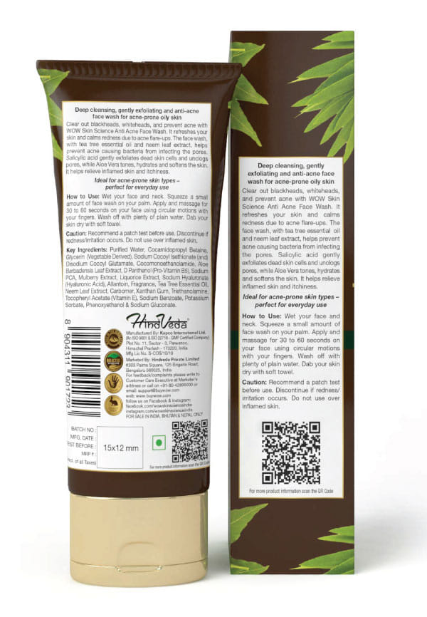 Anti Acne Face Wash - With Tea Tree Essential Oil, Neem Leaf Extracts – thumbnail 2