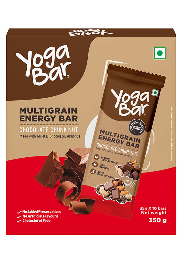 Yoga Bar Energy Bar |Chocolate Chunk Nut Flavour |No Artificial Flavours | Pack of 10 Yoga Bar Energy Bar |Chocolate Chunk Nut Flavour |No Artificial Flavours | Pack of 10