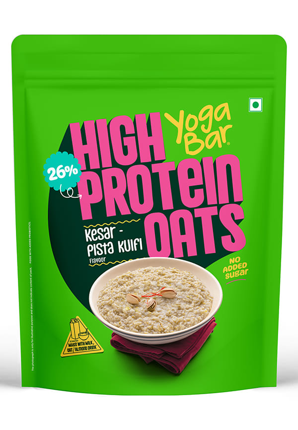 Yoga Bar High Protein Oats | Kesar Pista Kulfi Flavour | 26g Protein | No Refined Sugar | 1kg Yoga Bar High Protein Oats | Kesar Pista Kulfi Flavour | 26g Protein | No Refined Sugar | 1kg