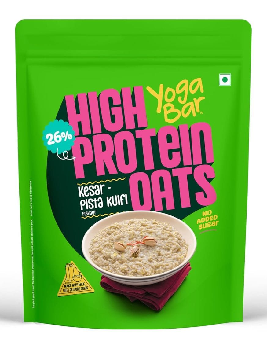 High Protein Oats | Kesar Pista Kulfi Flavour | 26g Protein | No Refined Sugar High Protein Oats | Kesar Pista Kulfi Flavour | 26g Protein | No Refined Sugar
