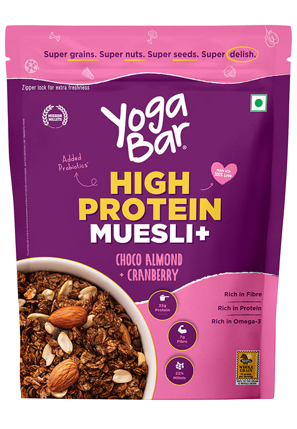 Yoga Bar High Protein Muesli | Choco Almond and Cranberry | Added Probiotics | 850g Yoga Bar High Protein Muesli | Choco Almond and Cranberry | Added Probiotics | 850g
