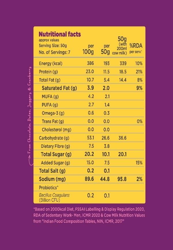 Yoga Bar High Protein Muesli | Choco Almond and Cranberry | Added Probiotics | 850g – thumbnail 4