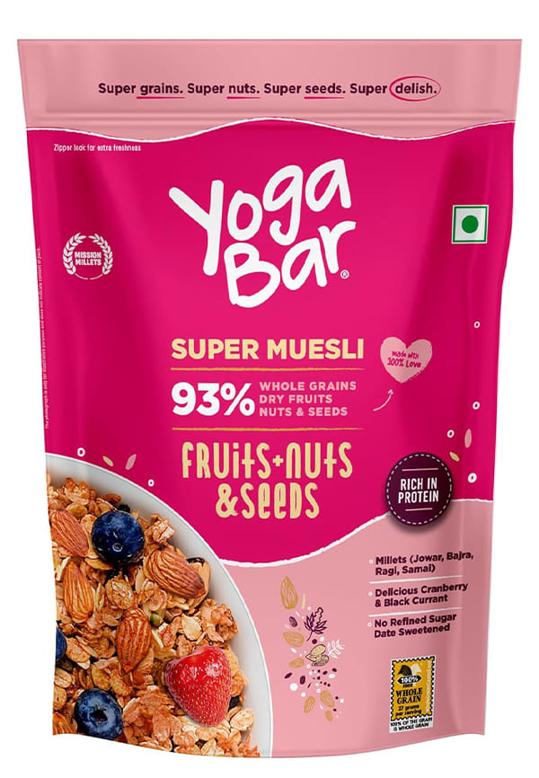 Fruit & Nut Muesli, Super Save Pack, Wholegrain Breakfast, High Fiber Pouch