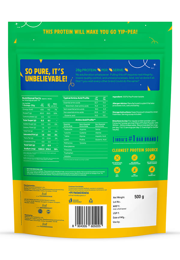 Yoga Bar Pro Clean Plant Protein | Unflavoured | 25g Protein | 500g – thumbnail 2