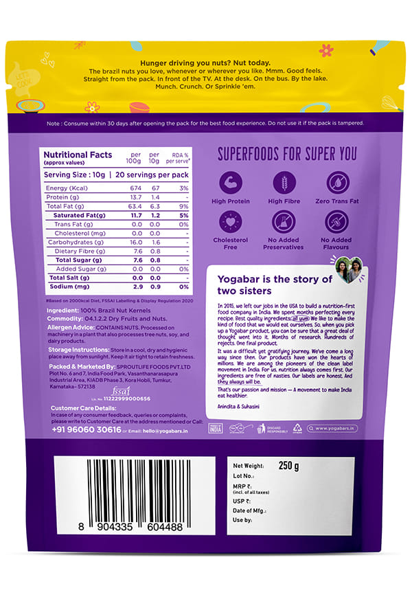 Yoga Bar Brazil Nuts | Premium Quality | High Protein & Fibre | 250g – thumbnail 2
