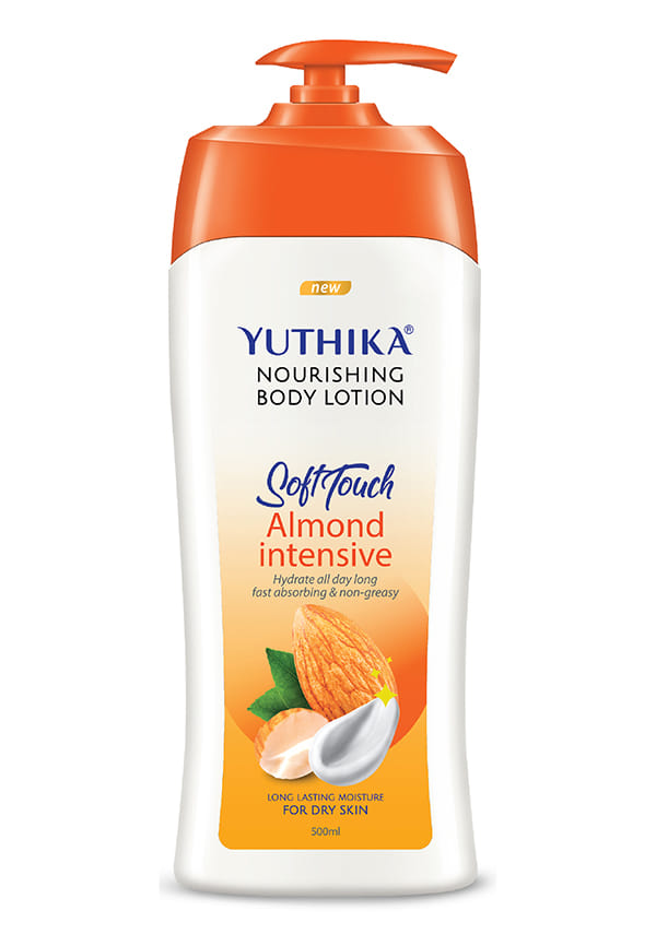 Yuthika Almond Body Lotion for Dry Skin, Non-Greasy, Fast Absorbing | 300ml Flip | Pack of 1