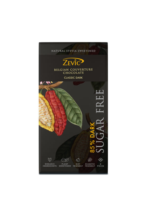 85% Dark Belgian Couverture Chocolate with Stevia 85% Dark Belgian Couverture Chocolate with Stevia