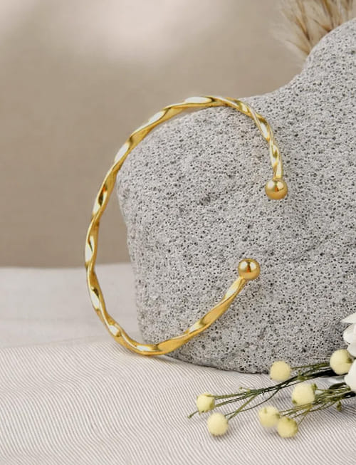 Golden Twist Handcuff Bracelet