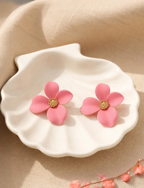 Pink Flower Earrings