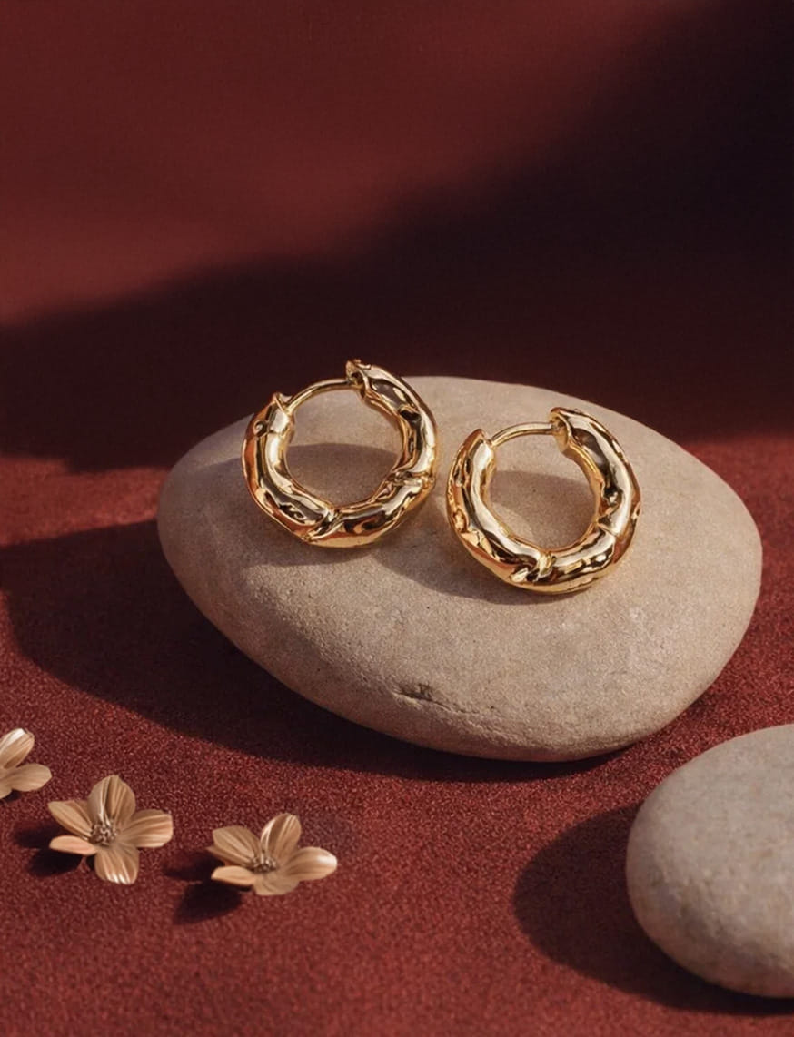 Golden Textured Hoops