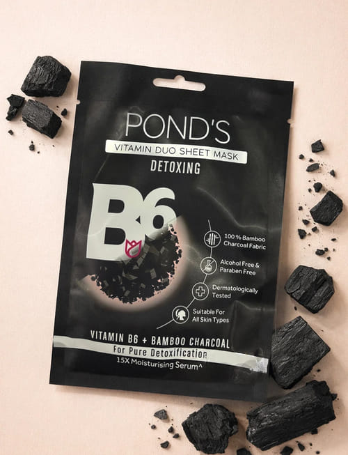 Vitamin Duo Sheet Mask: Vitamin B6 + Bamboo Charcoal