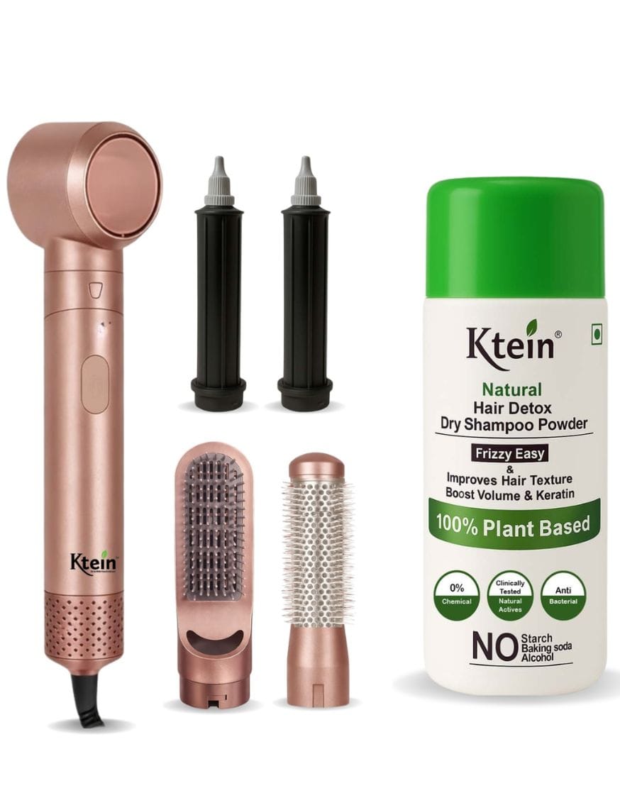 100% Plant Based Natural Hair Detox Dry Shampoo Powder & 5-in-1 Pro Hot Air Styler | Hair Styling Combo