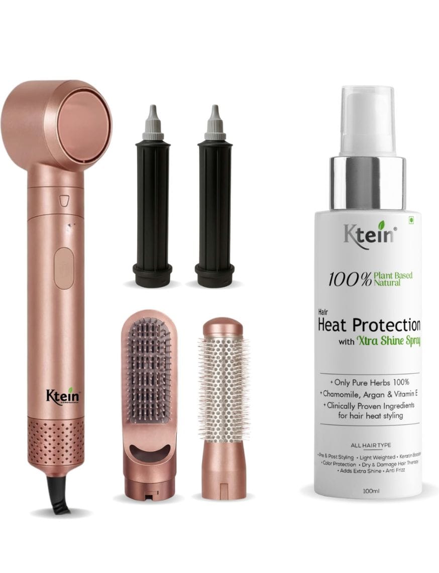 Extra Shine Heat Protection Spray & 5-in-1 Pro Hot Air Styler | Hair Styling Combo