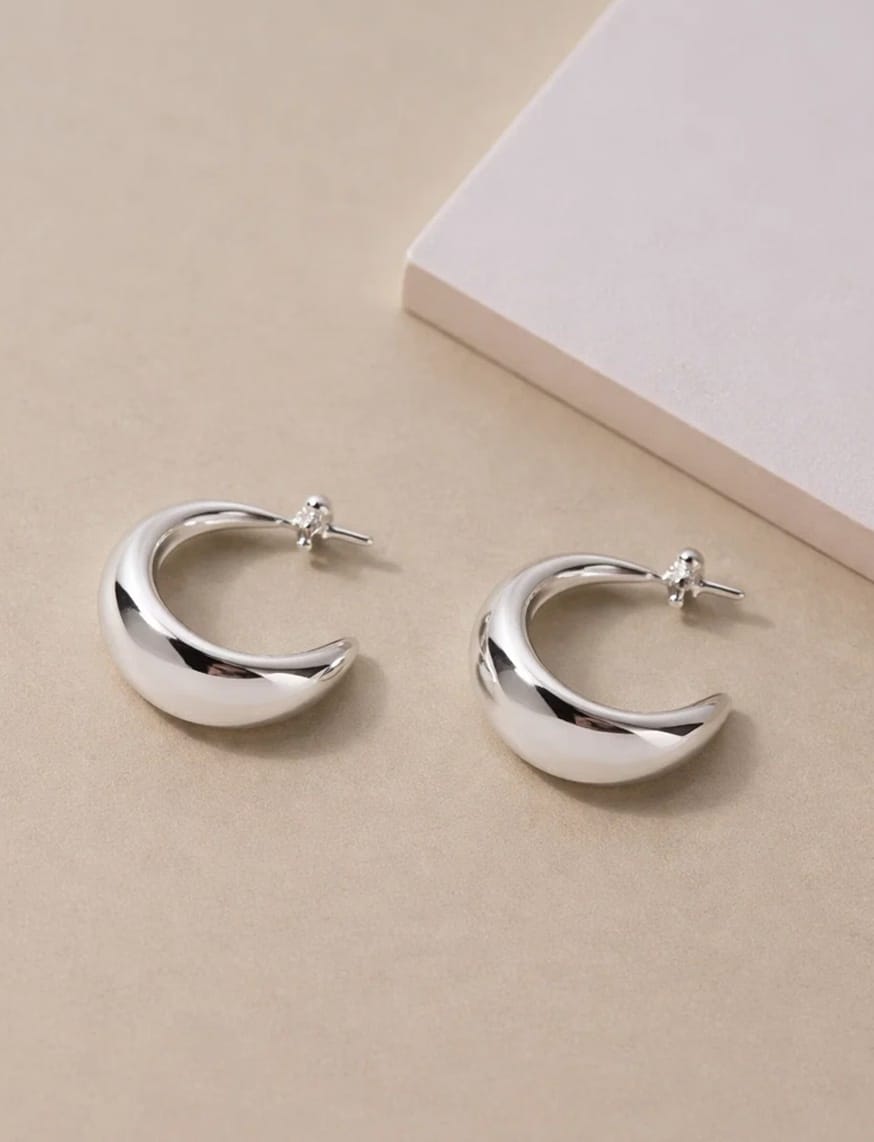 Modern Moon Hoops Earrings