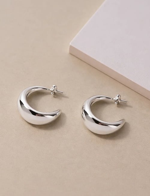 Modern Moon Hoops Earrings