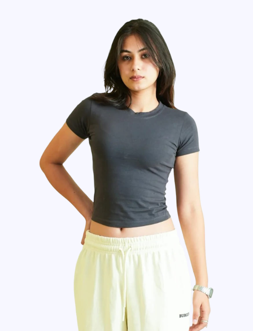 Basic IT Girl Baby Tee For Women - Grey – thumbnail 2