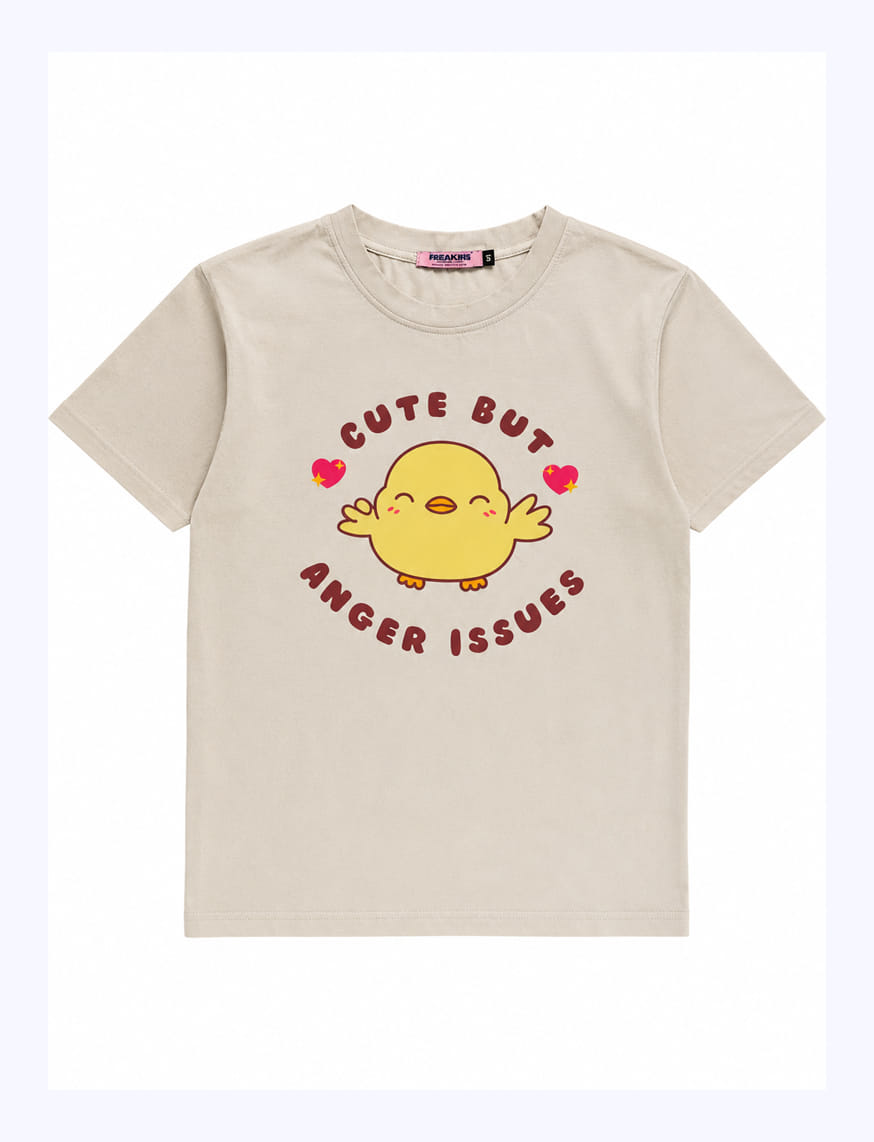 Cute But Anger Issues IT Girl Baby Tee For Women - Baby Pink – thumbnail 8