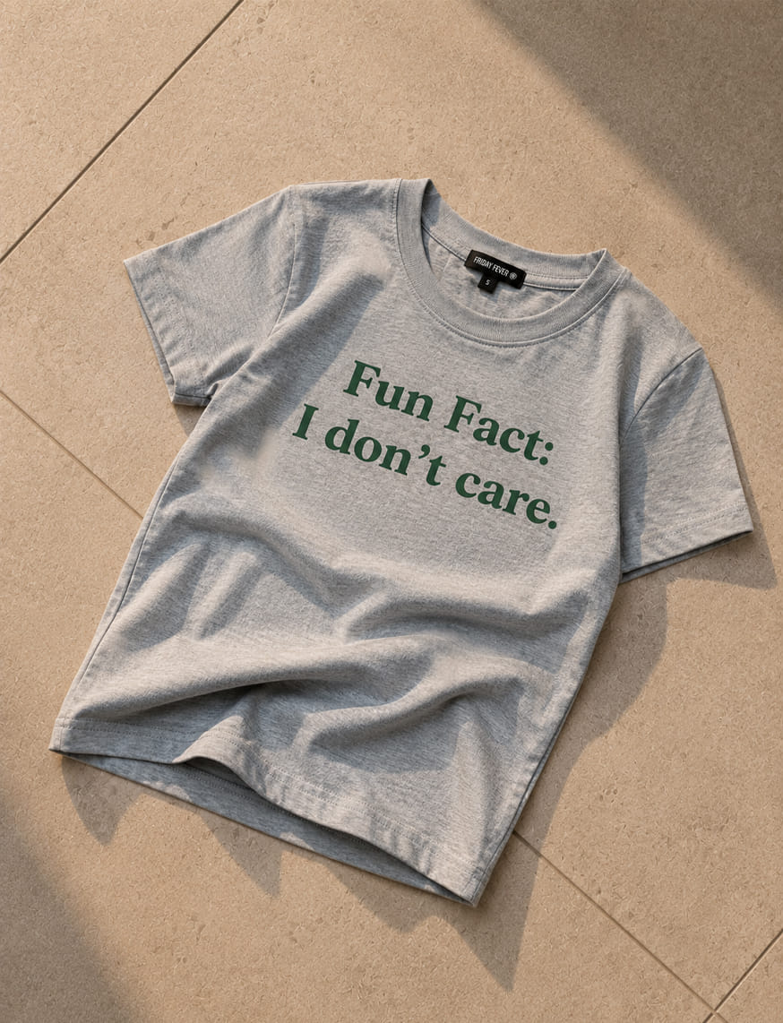 Fun Fact I Don't Care IT Girl Baby Tee For Women - Melange Grey – thumbnail 2