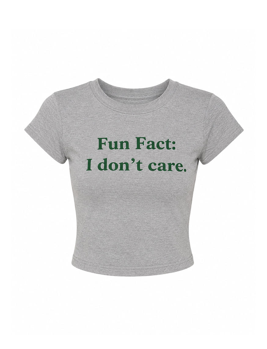 Fun Fact I Don't Care IT Girl Baby Tee For Women - Melange Grey – thumbnail 7