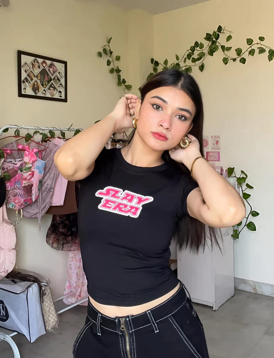 Slay Era Juice IT Girl Baby Tee For Women - Black – thumbnail 4