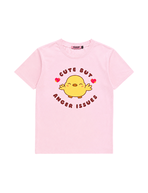 Cute But Anger Issues IT Girl Baby Tee For Women - Baby Pink