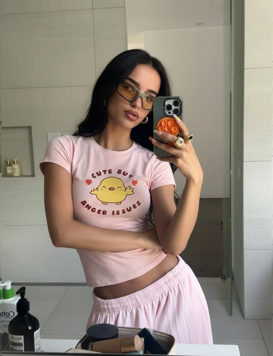 Cute But Anger Issues IT Girl Baby Tee For Women - Baby Pink – thumbnail 4