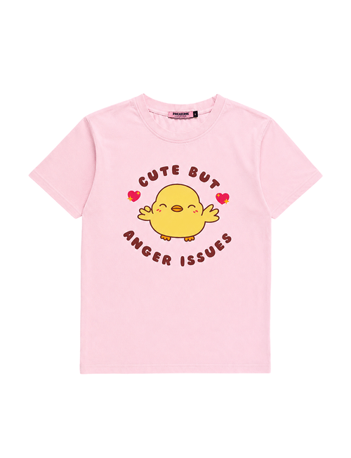 Cute But Anger Issues IT Girl Baby Tee For Women - Baby Pink