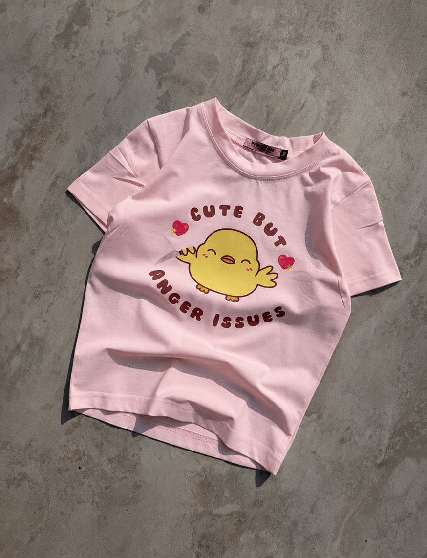 Cute But Anger Issues IT Girl Baby Tee For Women - Baby Pink – thumbnail 2