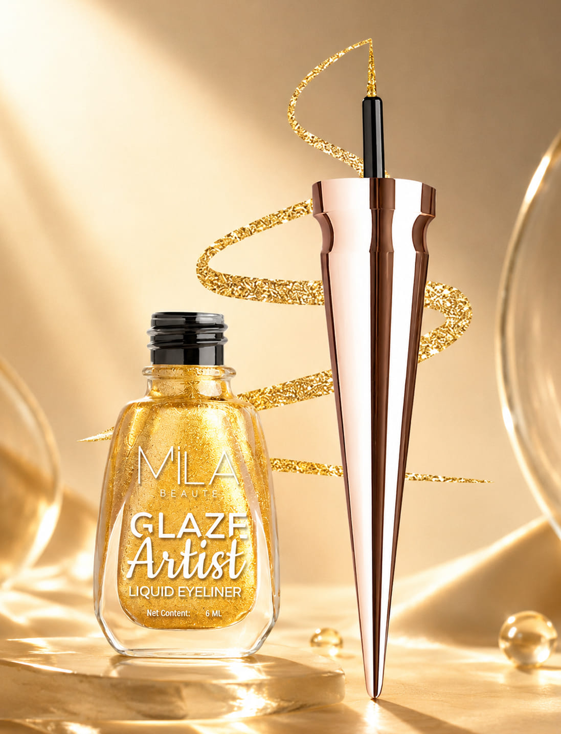 Glaze Artist Liquid Eyeliner Waterproof & Smudge-proof Quick Drying - 006 Magical Gold